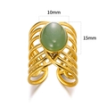 Bague dorée en acier inoxydable à lignes multiples avec pierre turquoise de 10mm - Ouvert Réglable / Style Tressé Multicouche Turquoise Verte (JZ6347G-2)