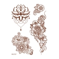 Waterproof henna lace tattoo stickers in reddish brown featuring four floral patterns W-0737 - Four Henna Style Patterns (W-0737-S)