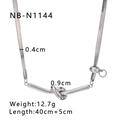 Silver flat snake chain necklace featuring a minimalist knot pendant with dimensions - Silver Knot Design Style (NB-N1144)