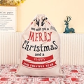 Canvas Christmas drawstring gift bag featuring Santa backpack style print and festive wishes - Style 3-Festive Wishes / 40x57cm