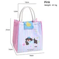 Pink and striped cartoon dog insulated bag with size marks 18x15x21cm for cups - Pink
