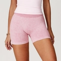 Pantaloncini yoga rosa a vita alta senza cuciture con effetto acid wash e push-up - S / Rosa Antico