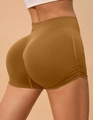 Nahtlose High-Waist-Yogashorts mit Scrunch-Butt-Effekt in Karamellbraun für Sport - S / Khaki