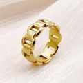 Bague chaîne géométrique minimaliste en acier inoxydable plaqué or 18 carats - US 7 / Or
