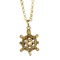 Vintage Bronze Schildkröte Medaillon Kette mit hohlem Filigran Anhänger und Rolo Kette - Altgold