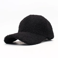 Schwarze Fleece-Lammwoll-Baseballkappe für Damen und Herren mit warmer Textur - Einheitsgröße / Schwarz