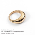 Polished stainless steel chunky dome ring in 14K gold finish with size chart details - US5 / Rounded Minimalist Dome Ring / 14K Gold