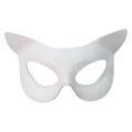 DIY paintable white fox cat half-face cosplay mask with pointed ears for Halloween - White Cat Composite Mask