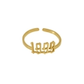 Adjustable 18K gold plated titanium steel ring featuring gothic 1999 year number design - One Size(Adjustable) / Gold-1999