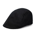 Classic black linen-cotton mesh newsboy cap with vintage texture in a side view - One Size / Black