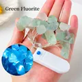 String lights with natural green fluorite raw stones and battery pack box - Green Fluorite (Flat Switch)