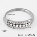 Silver stainless steel ring with white glue beads and zircon stones in US size 7 - US 7 / Silver White Zircon