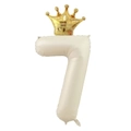 40 inch cream number 7 foil balloon with gold crown for birthday party decoration - Number 7