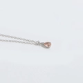 Minimalist silver chain necklace featuring a pear-cut pink gemstone water drop pendant - Light Pink (Silver) (XL3412)