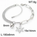 Silver snowflake bracelet with double chain and bell charm detailing in 180mm length - Silver Splicing Snowflake Bracelet (KB165575-Z)