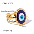 Anello dorato Evil Eye con smalto blu, diametro interno 1,76 cm e un peso totale di 4,31 g - Anello Malocchio Ovale a Tripla Fascia (JDRW2307002)