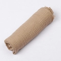Khaki crinkle cotton scarf featuring a natural linen texture and raw frayed edges - Khaki