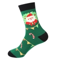 Winter thermal terry Christmas socks with Santa Claus pattern in green and black colors - Green Santa Claus Head Wreath Pattern (M03)