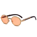 Vintage gold oval sunglasses with luxury rhinestones and amber tinted lenses - Champagne