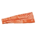 Detailed view of orange paisley pattern on breathable elastic sports headband fabric - Orange