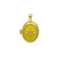 Vue macro d'un médaillon ovale plaqué or 18 carats avec émail jaune et cristal d'étoile - Style Étoile Jaune Pendentif Seul (Sans Chaîne) (DN251240-E)