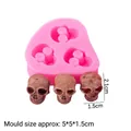 Pink 3-cavity silicone skull mold for Halloween DIY chocolate and crafts - 1# Triple Small Skulls / Pink