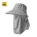Women's UPF 50+ wide brim sun hat in grey with full face mask and neck cover protection - 360 Full Coverage Sun Protection / Gray