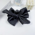 Eleganter großer Haarklammer aus schwarzem Satin mit Vintage-Schleife im französischen Stil - Große Schleife Klammer / Schwarz