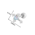 Silver stainless steel stud earring with heart opal and zircon, 0.7cm by 0.89cm size - Cross Heart Style (921-6# Silver)