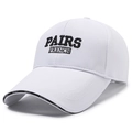 White cotton baseball cap with black PAIRS FRENCH embroidery and long curved brim - Adjustable / White