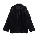 Giacca bomber in ecopelliccia nera con collo alto e vestibilità ampia da donna - XS / Nero