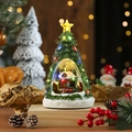Detail van kerstboom muziekdoos met LED-verlichting, treintje en sneeuwbasis - Kerstboom Trein Stijl
