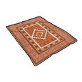 Detail of bohemian geometric flannel blanket with vibrant orange and tan patterns - Orange Step Geometric