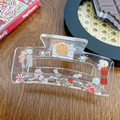 Transparent acrylic hair claw clip with colorful Christmas gingerbread and snowflake patterns - Gingerbread House Print (10CM)