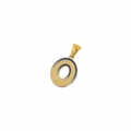 Macro detail of gold plated letter O pendant with blue and white enamel inlay - Letter O