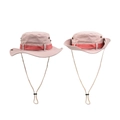 Détails de chapeaux de randonnée roses avec bande rouge, œillets et cordon réglable - Rose