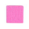 Pink square silicone fondant mold with detailed knitted sweater texture and wave pattern - 17-98 / Pink