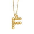 Minimalist gold plated initial F pendant necklace with beaded letter and chain - Letter F