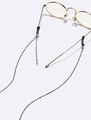 Silver-black metallic anti-slip glasses chain with silicone loops for secure attachment - Black