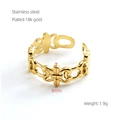 18k gold plated stainless steel open ring with 8mm hollow vintage cross pattern - Adjustable Open / Hollow Cross Pattern Style (759-Gold) / Gold