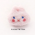 Detailed view of pink plush rabbit accessory with embroidery, size 6.5cm by 7.5cm - Pink Rabbit