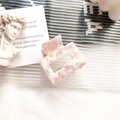 Pink and white marbled acetate square hair claw clip in a minimalist elegant setting - Light Pink