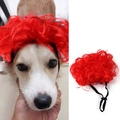 Funny red curly wig for pets with adjustable strap, suitable for small to medium dogs - Red Afro