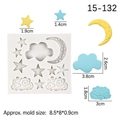 Stampo in silicone nuvola luna e stella con pezzi in resina e indicazioni di misura - Grigio