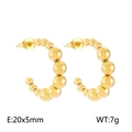 Golden C-shaped earrings with graduated stainless steel beads in 20x5mm size - Medium Beaded Hoop (20x5mm)