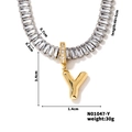 Detailed dimensions of gold 'Y' letter necklace with cubic zirconia, model N01047-Y - Letter Y Shape Style (N01047-Y)