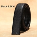 Black cowhide leather belt strap with lychee texture and 3.5cm width for automatic buckles - 3.5cm Black Scratch Resistant Leather