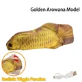 Electric yellow fish cat toy with USB charging cable and realistic swinging movement - Golden Arowana (Without Catnip)