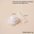 Miniature white kitchen tableware set with bowl, plate and chopsticks for dollhouses - Bowl and Lid Set + Textured Round Dish + White Chopsticks