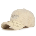 Casquette en laine d'agneau beige avec broderie de strass et texte Paris Original - Beige Clair